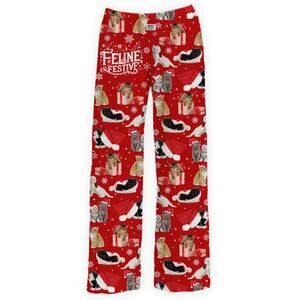 Brief Insanity Feline Cat Festive Lounge Pants Women Men Unisex Size Medium
